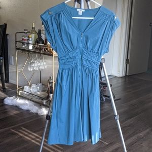 Teal blue Bar III retro fit and flare shirtdress